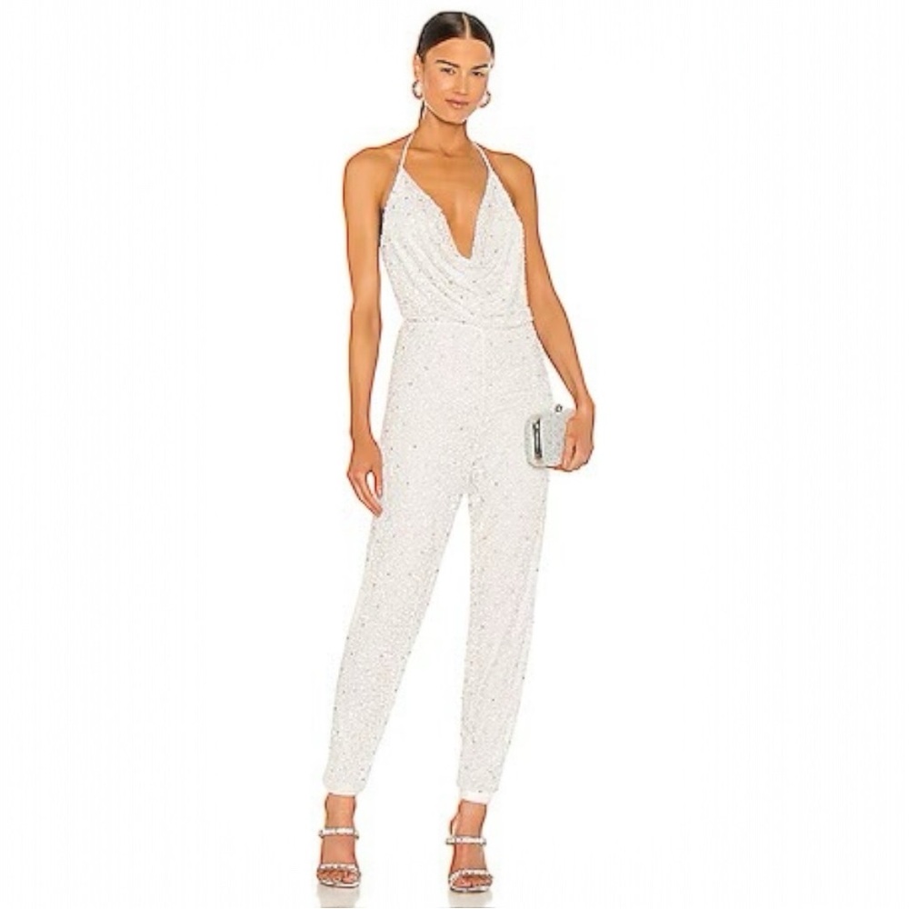 RETROFETE Skylar Jumpsuit In White, NWT, Size L, MSRP $1181